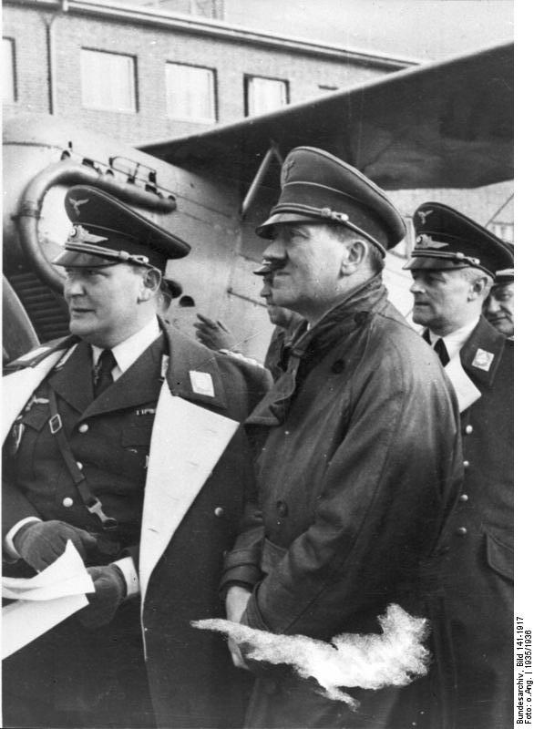 Adolf Hitler visits the Jagdgeschwader Richthofen on the air base Döberitz near Berlin